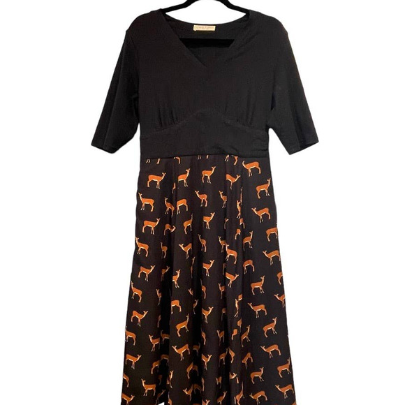eshakti Dresses & Skirts - WAYWARD FANCIES eShakti Oh Deer Novelty Print Jersey Knit Dress Half Sleeves
